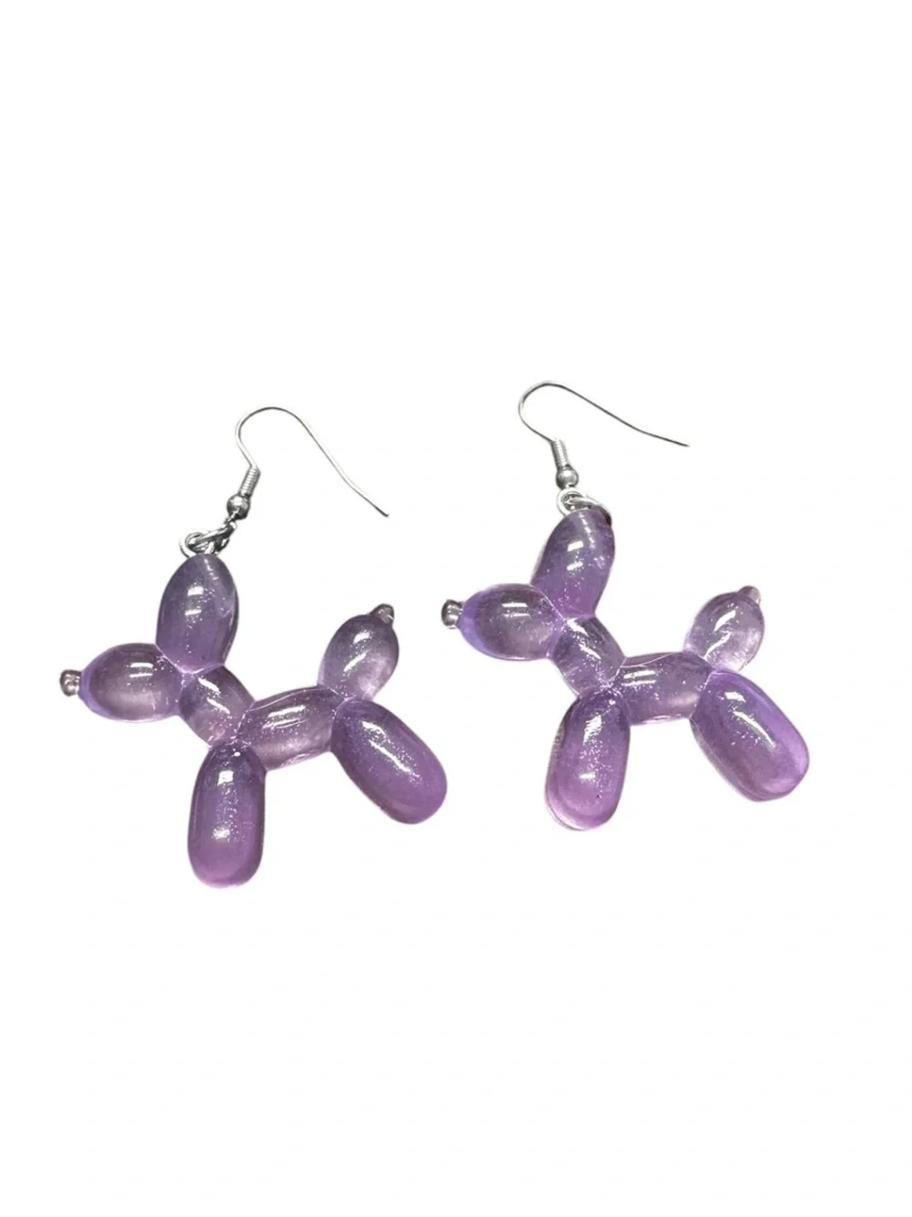 Kids Purple Balloon Dog Drop Earrings - Playful Kids Jewelry